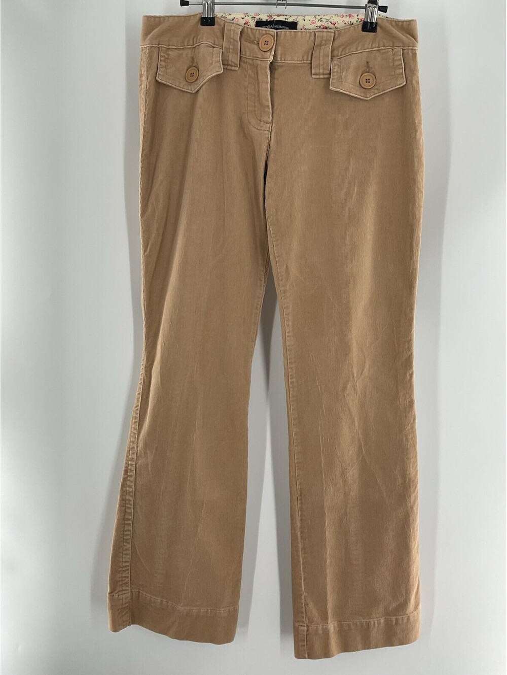 Moda International Women’s Size 8 Corduroy Pants Straight Leg Beige 038